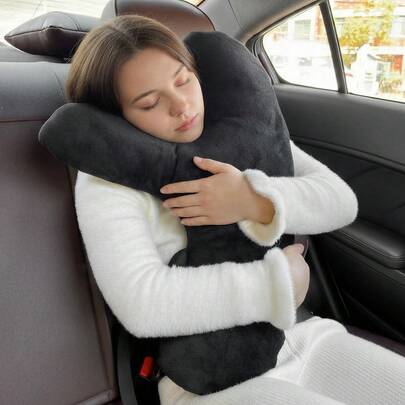 1pc Car Travel Pillow & Y-Shaped Diagonal Neck Pillow - Ergonomic Support For Neck, Back, Head - Adjustable Seatbelt Shoulder Pad, Machine Washable Soft Cushion, Suitable For Long-Distance Car Travel, Airplane, Train, Home Use - Portable Diagonal Strap Design, Easy To Install Travel Neck Pillow