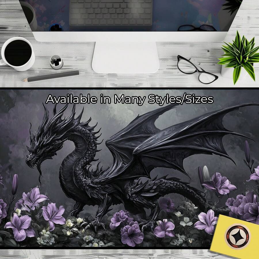 Thảm lót chuột hình rồng Gothic giả tưởng đen tối - Thảm lót chuột hình rồng thời Trung cổ - Thảm chơi game hình rồng TCG - Tấm lót chơi game - Quà tặng cho game thủ. Được làm từ chất liệu cao su với thiết kế chống trượt, rất thích hợp làm quà tặng ngày Valentine.