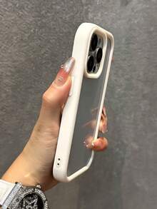 奢华透明糖果色相框风格手机壳，兼容 17 Pro Max、16、15、14、13 Pro Max，时尚透明保护套 - 白色 - 查看 3