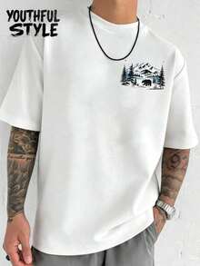 Men's ® Christian Mountain Bear Shirt, Bible Verse Isaiah 54:10 Sweatshirt, Nature Faith Graphic T-Shirt, Perfect Hiking Gift For Believers, Fashion T-Shirts, Made Of Cotton, Comfortable And BreathableUnisex,Suitable For All Seasons, Comfortable And Breathable| Exquisite Design | The Best Choice For Giving Gifts - 白色 - 查看 3