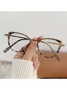 猫眼金属质感极简光致变色眼镜，休闲学院风装饰眼镜，女士款 - 彩色 - 查看 2