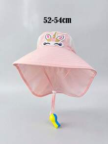 1 pieza Sombrero de cubo de tiburón de color azul marino para niños pequeños y niños, con dibujos animados, con correa para el cuello, cordón ajustable, gorra para deportes al aire libre, color de silbato aleatorio, primavera/verano - Unicornio rosa - Ver 5