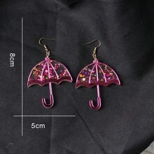 情人节梦幻闪亮雨伞耳环，透明亚克力耳环，甜美少女风礼物，送给女朋友/闺蜜 - 彩色 - 查看 2
