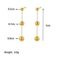 1 Pair Stainless Steel Ball Pendant Earrings, Suitable For Daily Wear And Gift - Yellow Gold - View 6