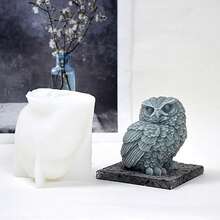 3D猫头鹰蜡烛硅胶模具，石膏模具DIY动物造型树脂浇铸模具 - A-白色 - 查看 2