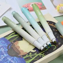 1set(4pcs), Aesthetic Gradient Highlighter Set, Colored Emphasis Markers, Fairy-Tale Color Palette, Exquisite Packaging, As Journaling Starter Kit, Back-To-School Gift, Best Friend Sharing, Creative Stationery Collection And Desktop Photography Prop - Rectangle - View 6