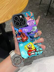 SpongeBob SquarePants 1个卡通创意海绵宝宝主题竖条纹保护手机壳，适用于三星/苹果17/16/15/14/13/12/11Pro Max/12Pro/14Plus等型号 - 彩色 - 查看 7