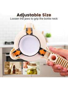 Abrelatas ajustable, diseño antideslizante para tapas difíciles | Abrebotellas con mango cómodo | Herramienta de cocina para personas mayores y con poca fuerza en las manos | Abre latas, botellas y tarros fácilmente - Multicolor - Ver 7