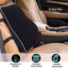 Memory Foam Seat Back Pain Support Booster Cushion Chair Car Pillow Lumbar Lower - Black - View 11
