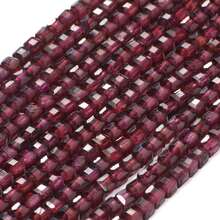 Đá Garnet tự nhiên AAA màu đỏ đậm, chất lượng cao, dạng khối lập phương, dùng làm hạt trang sức DIY, vòng tay, dây chuyền, bông tai tuyệt đẹp, quà tặng cho nam nữ. - Hạt - Xem 2