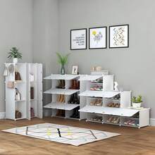 Shoe Rack, 6 Tier Shoe Storage Cabinet 24 Pair Plastic Shoe Shelves Organizer For Closet Hallway Bedroom Entryway - White - View 4