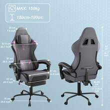 Gaming Chair, Computer Chair, Swivel Gaming Chair With Massaging Lumbar Cushion, Ergonomic Office Chair With Armrests And Headrest - Dusty Purple - View 5