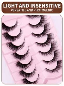 7 Pairs Of False Eyelashes, In A Cat-Eye Fox Style, With A Mixed Length Ranging From 8 To 16 Millimeters, 3D Fluffy And Soft Texture, With A Natural Appearance, Designed To Create Big Eyes And Elongated Eyelash Clusters. Suitable For Beginners And A Great Gift Item. - Cat Elf Eyelashes - View 5
