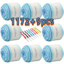 NIMBUSKNIT 9/17 Pieces/Box, 8 Pieces Of Colored Cotton Yarn + 9 Pieces Of Crochet Hooks, 60% Cotton, 30% Acrylic, 10% Wool, For DIY Knitting And Crochet Sweaters And Scarves, Gradient Cake-Dyed Medium-Weight Pure Cotton Yarn + A Full-Size Crochet Hook Set, Handmade Knitting Scarf Yarn DIY Material Pack (800g+150g), Halloween, Wedding Decorations, Guest Handmade Gifts, Beginner-Friendly Crochet Tool Kit For Scholars, Christmas Gift Crochet Accessories And Supplies - A49 - 查看 18