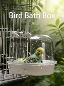 1 Lồng tắm chim có tấm chắn nước - Bồn tắm trong suốt, di động cho vẹt, vẹt mào, chim hoàng yến, chim uyên ương - Phụ kiện tắm cho chim cảnh dễ vệ sinh - bồn tắm - Xem 2