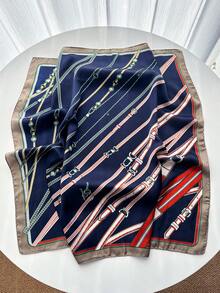 1 chiếc khăn lụa vuông in họa tiết 70*70cm dành cho nữ, phụ kiện thời trang. - Dây chuyền màu xanh đậm - Xem 5