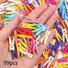 Colorful Mini Wooden Clips, Suitable For Photos, DIY Crafts And Holiday Decorations - Lightweight, Elegant, Multipurpose, Ideal For Weddings, Parties, Home Decor, Holiday Decoration Accessories | Decorative Wooden Clips | Vibrant Colors, Hanging Decor, Perfect For Christmas, Ideal For Thanksgiving - Multicolor - View 16