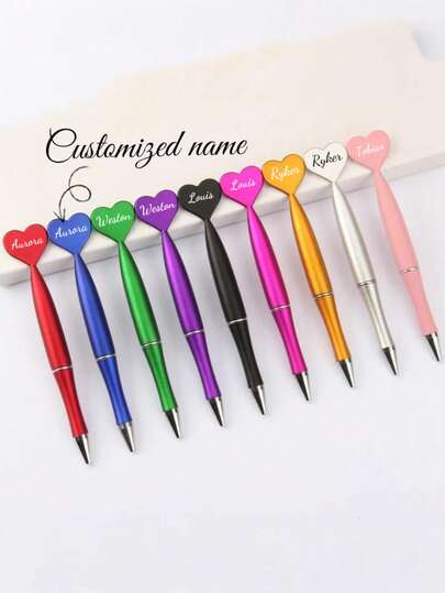 Bolígrafo de punta de bola con texto grabado personalizado, útiles escolares, bolígrafo de gel con forma de corazón personalizado, bolígrafo Aurora grabado personalizado, bolígrafo divertido para compañeros de trabajo/adultos, regalo del Día de San Valentín, regalo navideño, regalo de aniversario