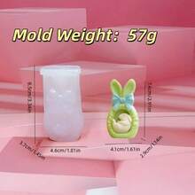 1个新款复活节兔子蝴蝶结耳朵硅胶模具，DIY可爱兔子桌面装饰，蜡烛，蜡，石膏，香薰硅胶模具 - A-白色 - 查看 3