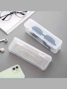 Caja de almacenamiento de gafas con 6 compartimentos (19*10*3.5CM), transparente y a prueba de polvo. Caja de plástico sellada, multifuncional, apilable y portátil. Caja de almacenamiento fija con 5/6 compartimentos. Caja de plástico transparente para joyas, herramientas pequeñas y piezas - Multicolor - Ver 2