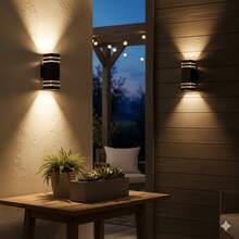 1/2pcs Outdoor Waterproof Up & Down LED Wall Lamp, Modern Minimalist Patio Villa Exterior Wall Decor Light, Landscape Lighting Fixture, Replaceable E27 Bulb, Waterproof Rust-Proof Balcony Wall Lamp For Park, Community, Villa, Yard Exterior Lighting - Black - View 5