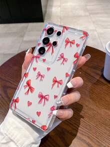 1个时尚独特的爱心领结彩绘图案透明气垫高透明TPU材质手机壳，适合作为三星S25/S24/S23/S22/A73/A55/A54/A15/A05系列及其他型号的节日礼物 - 彩色 - 查看 8