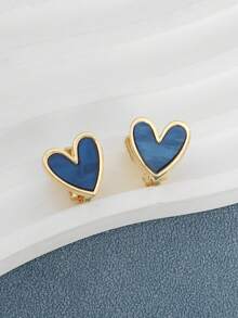 1 Pair Cute, Elegant, Minimalist, Retro, Hong Kong Style Heart Earrings - Multicolor - View 2