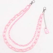 1条粉色双链腰链，朋克嘻哈亚克力挂锁裤链，时尚可爱百搭裤链 - 粉色 - 查看 6