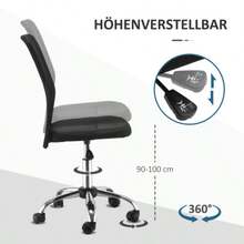 Ergonomic, Height-Adjustable Office Chair Without Armrests, Supports Up To 100 Kg, Black - Black - View 5