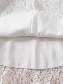 Prinzessinnenkleid für Mädchen im Alter von 4-7 Jahren mit Spitze, kurzen Ärmeln, reinweißer Struktur und Schleifenbund, elegantes und süßes Kinderkleid, geeignet für Alltag, Geburtstagsfeiern, Treffen und Ausflüge, Cut-Out - Weiss - Übersicht 6