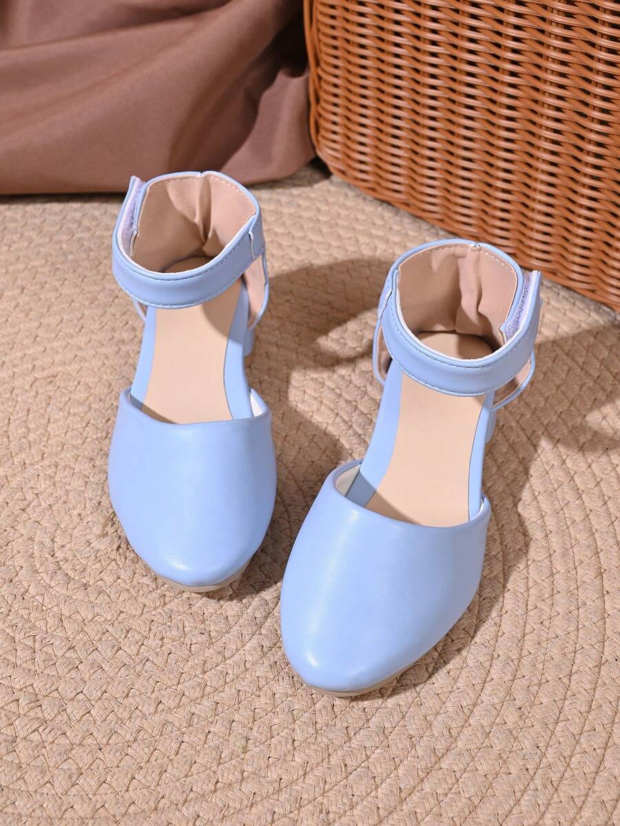 2026新款头带凉鞋，儿童高跟凉鞋，沙滩凉鞋，时尚米色凉鞋，银/金色低跟凉鞋，波西米亚风凉鞋，舒适 - 藍色 - 查看 1