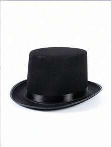 1pc New Magician Top Hat, Black Gentleman Jazz Hat, Korean Fashion Casual Unisex British Style - Black - View 8
