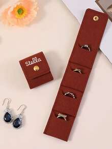 Customizable Foldable Mini Travel Jewelry Bag, Portable Jewelry Organizer Roll, Multi-Compartment Storage Simple Design, For Necklace, Earring And Ring Storage Pouch, Jewelry Small Bag, Suitable For Travel, Daily Use Or Gift - Multicolor - View 8