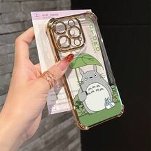 Phone: New Funny Totoros Compatible With 17, 16e, 16, 15, 14, 13, 12, 11,, Pro,,, X, XR, XSMAX, 8, Plus, Anti-Shock, Transparent, Soft Back Cover - 金色 - 查看 4
