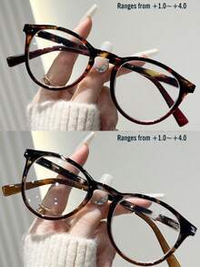 Unisex Reading Glasses, New Gradient Fashion Cat Eye Flexible Temples Frame, Suitable For Daily Wear, Sports, Anti-Slip, Computer Use, Comfortable Reading, Anti-Eye Fatigue, Convenient Carry Design Fits Various Face Shapes, Available In Yellow-Black, Black-White, Brown-Black, Purple-Black Colors, 7 Diopter Options, Suitable For Teachers' Day, Ramadan, Valentine's Day - Transparent - View 41