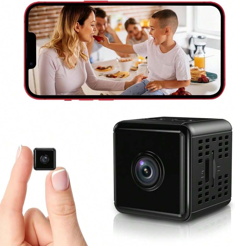 Mini Camara Espia WiFi Oculta, Cámara de Segur idad 1080P HD, con Micrófono, Soporte Magnético, Detección de Movimiento, Visión Nocturna Visión Remota, para iOS, Android Phone - Negro - Ver 1
