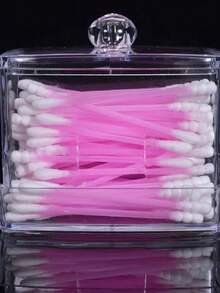 1pc Creative Mini Makeup Brush Holder Storage Box, Plastic Transparent Acrylic Covered Vanity Desk Organizer - Multicolor - View 5