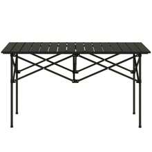 Folding Camping Table With Rolling Top, Garden Table With X-Frame, Aluminum Lamp, Double Folding Side Table For Garden Balcony, Camping Dimensions 95 X 55 Cm, Black - Black - View 6