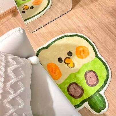 1pc Green Creative Cartoon Animal Pattern Soft Skin-Friendly Carpet, Home Decor Rug, Ins Style Rug, Bedroom Decor, Small Rug, Creative Fashion Carpet, Living Room Rug, Bedroom Rug, Outdoor Rug, Washable Rug, Study Room Carpet, Gift For Family And Friends