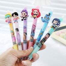 Mattel Bolígrafo borrable con diseño de equipo de caza de brujas de dibujos animados, bolígrafo de tinta azul de resina creativa y fácil de borrar, artículos de papelería de grupo de chicas KPOP para estudiar - Multicolor - Ver 6