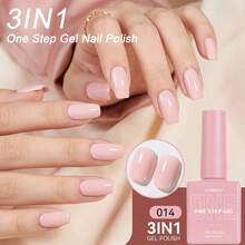 15ml Jelly Nude Pink One-Step Gel Nail Polish 3-In-1, Milky White, No Base Oil Or Top Coat Needed, Natural French Manicure, Suitable For Wedding Brides, Everyday Wear, Spring Season - Pink - View 11