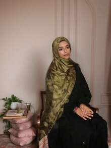 1 pieza Bufanda de estilo bohemio para mujer, con estampado de mármol, tacto suave y sedoso, chal largo, material de mezcla de cachemira, adecuado para uso diario y vacaciones - Naranja - Ver 6