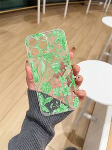 1 pieza Funda de teléfono TPU rosa transparente y gruesa con protección UV contra caídas, con diseño minimalista de planta verde y patrón floral, compatible con series /Galaxy, proporciona protección para la lente y se puede usar como cubierta protectora, regalo exquisito para familiares, amigos y colegas para Año Nuevo, Navidad, Halloween o San Valentín - Multicolor - Ver 5