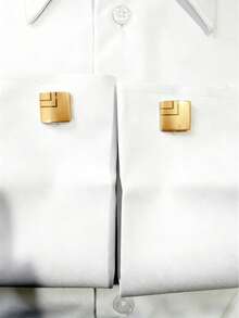 Laser Engraved Geometric Square Cufflinks For Men - Gold Metal Business Cufflinks, Men's Fashion Jewelry, Gold Laser Plaid Cufflinks, French Cuff Shirt Cufflinks, Business, Formal Wear, Wedding, Groom, Groomsman, Ins - Cufflinks - View 18