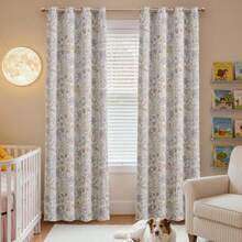 Nursery Curtains 95% Blackout Pink Floral Curtains For Girls Room 84 Inch Length Farmhouse Drapes For Bedroom Living Room Darkening Window Treatment Grommet Top Set Of 2 Panels - Floral Purple - View 2