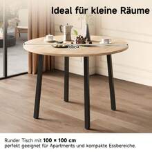 Folding Dining Table, 100 X 100 Cm, For 2-4 People, Round Metal Legs, Folding Table, Ideal For Small Apartments, Oak Color