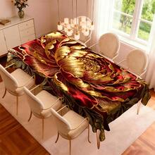 1pc Elegant Red & Golden Peony Flower Tablecloth - Luxury Rectangular Chinese New Year Table Cover, Machine-Made Fabric Suitable For Dining Table, Kitchen, Wedding, Party Decor - Year-Round Use, 2D Flat - 彩色 - 查看 9
