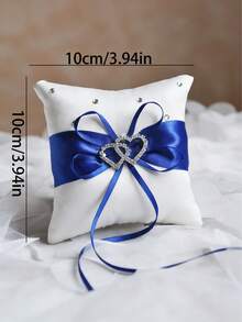 1pc Wedding Ring Pillow With Rhinestones And Heart-Shaped Ring Bearer Stand, Suitable For Wedding Party Ceremony Proposal - White - View 5