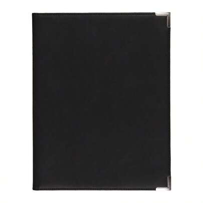 Classic Collection Business Portfolio Resume Portfolio With Brass Corners, Letter Size Lined Writing Pad, Black