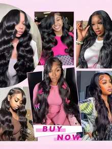 NARNI 34 Inch Body Wave Lace Front Wigs Human Hair 250% Density Glueless Human Hair Wig Nature Black Lace Front Wigs Human Hair 13x6 HD Transparent Body Wave Lace Frontal Wigs Human Hair Pre Plucked Human Hair Wigs For Women - Natural Black - 查看 10